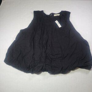 Madewell Womens Black Sleeveless Cotton Pleated Bubble Hem Top Size M